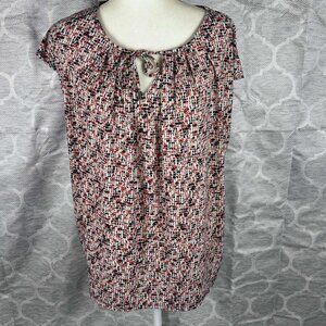 Liz Clairborne Abstract Print Tie-Neck Blouse – Size 1X